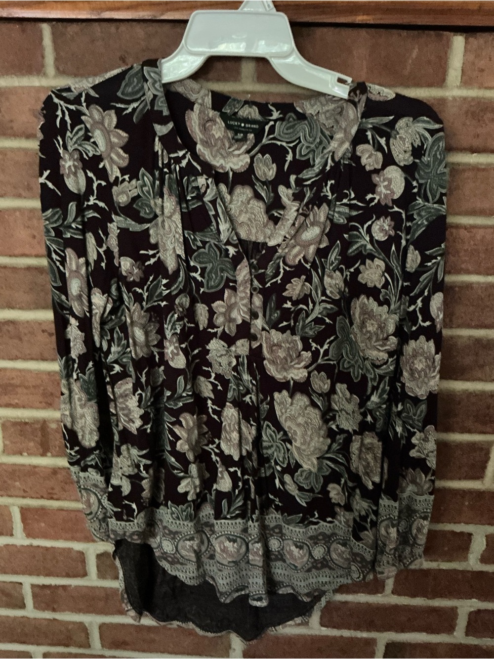 Lucky Brand Black Floral Button-Front Blouse